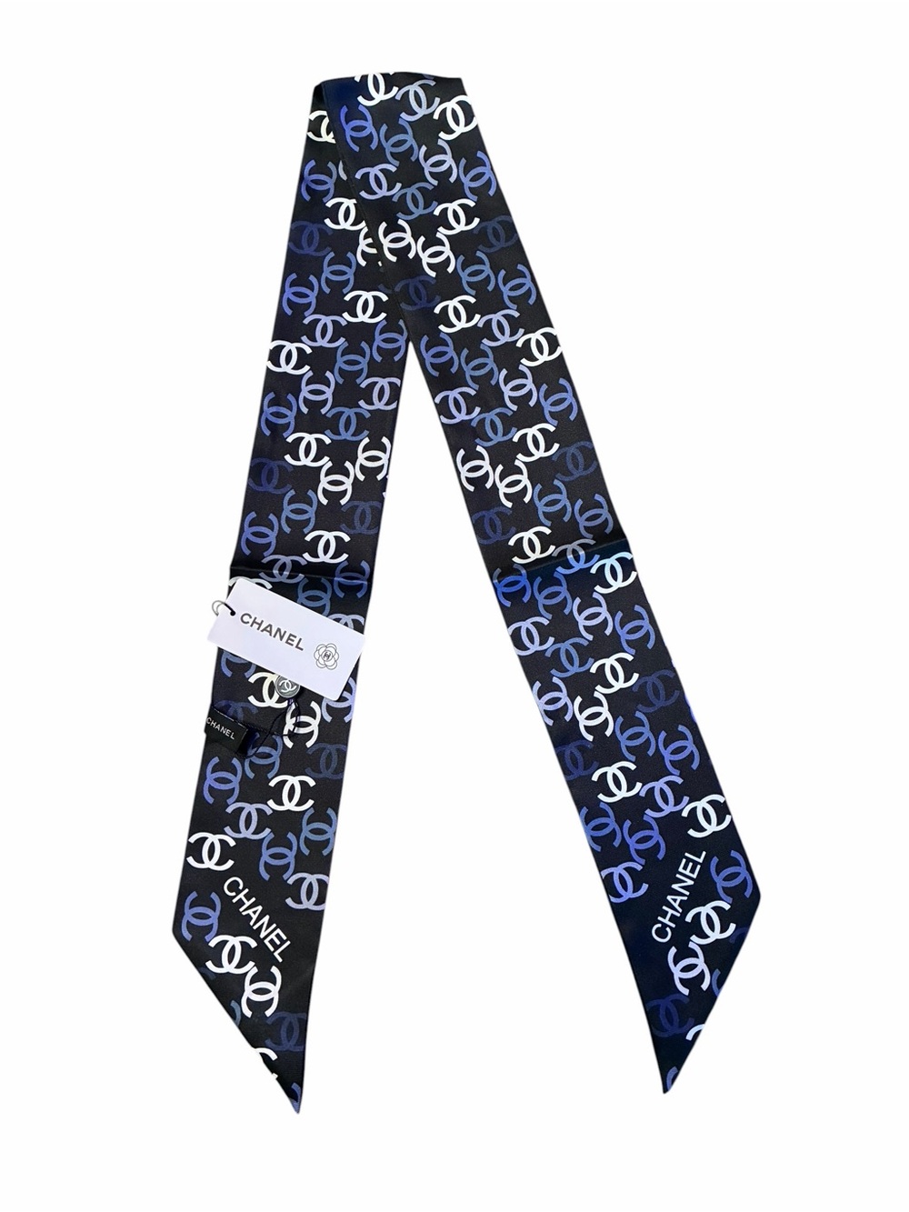 Double C Logo 100% Silk Twilly Slim Bandeau Scarf